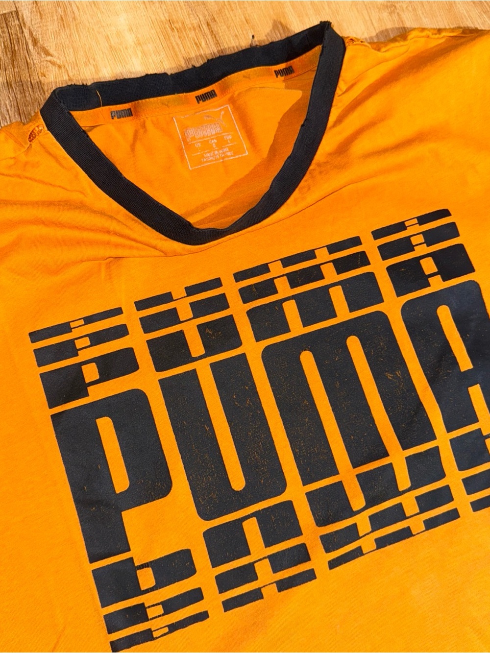VTG 70s 80s 90s Ringer Style Jersey T Shirt Puma Graphic Orange Large Sports Dad